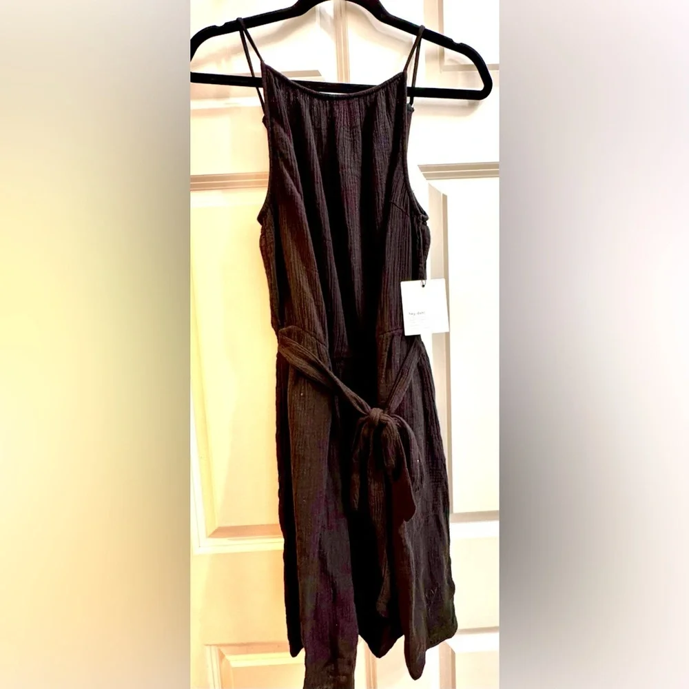 Bella Dahl NWT SZ S Smocked Waist Mini Dress in Black - Picture 2 of 4